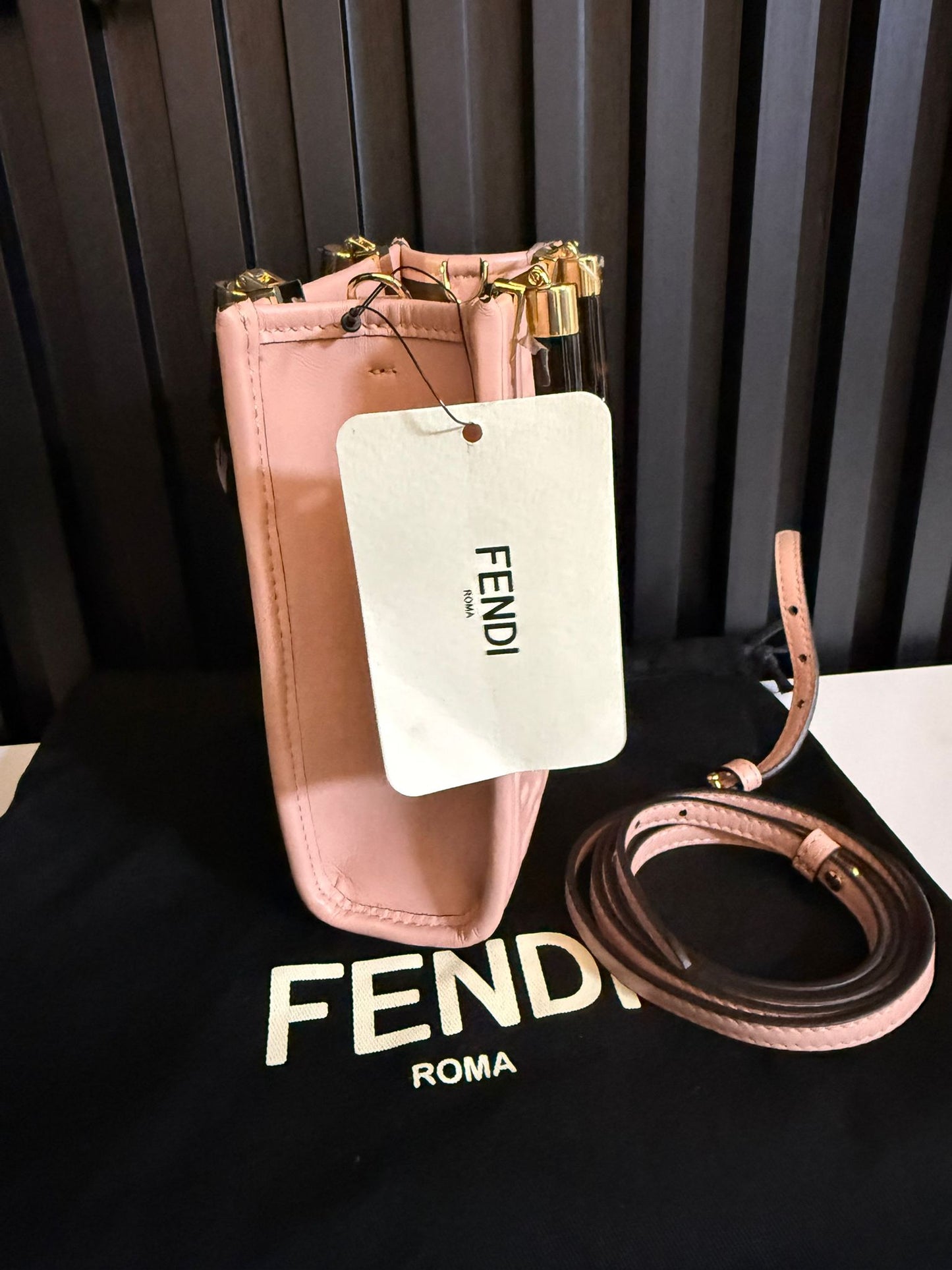 fendi tote Sunshine Shopper Mini Zucca in rilievo rosa