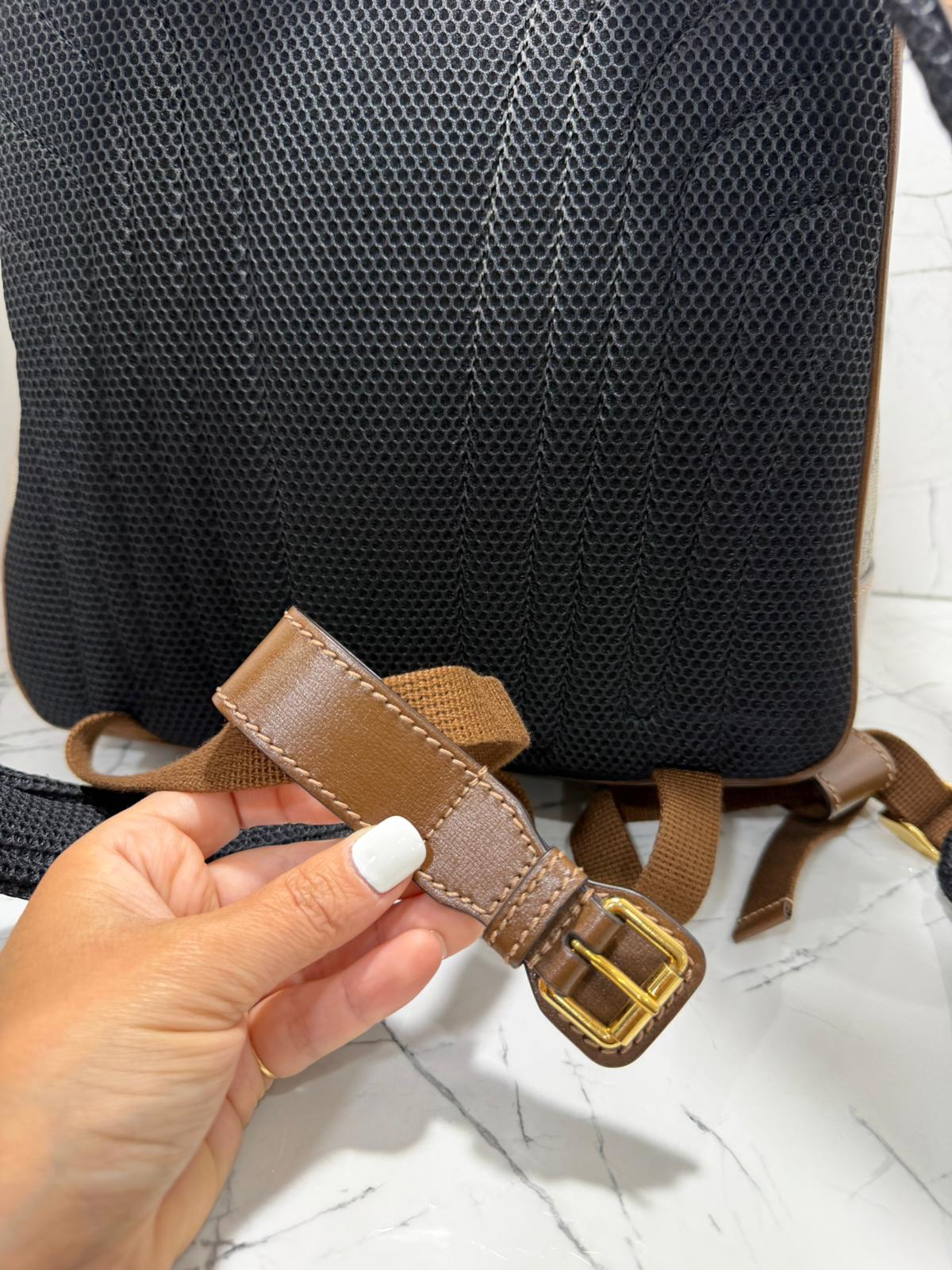 Gucci Zaino Medio GG Supreme Tela Beige/Ebano