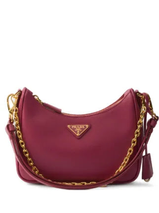 Borsa a spalla Prada Re-Edition Mini in pelle colore bruyere pink