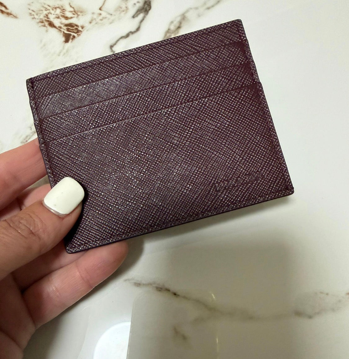 Prada card holder saffiano bourgundy