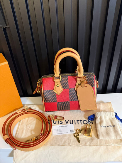 LOUIS VUITTON SPEEDY BANDOULIERE 18 DAMIER POP RED N40611