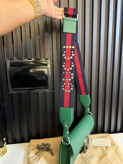 GUCCI BORSA A SPALLA DIONYSUS IN PELLE VERDE E DOPPIA TRACOLLA