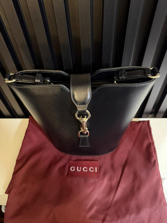 gucci Borsa a secchiello nero con tracolla