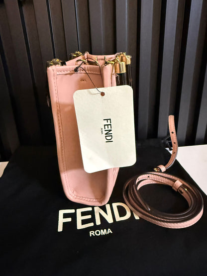 fendi tote Sunshine Shopper Mini Zucca in rilievo rosa