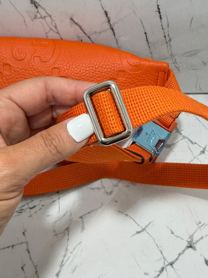 gucci marsupio unisex in pelle stampa gg jumbo colore orange