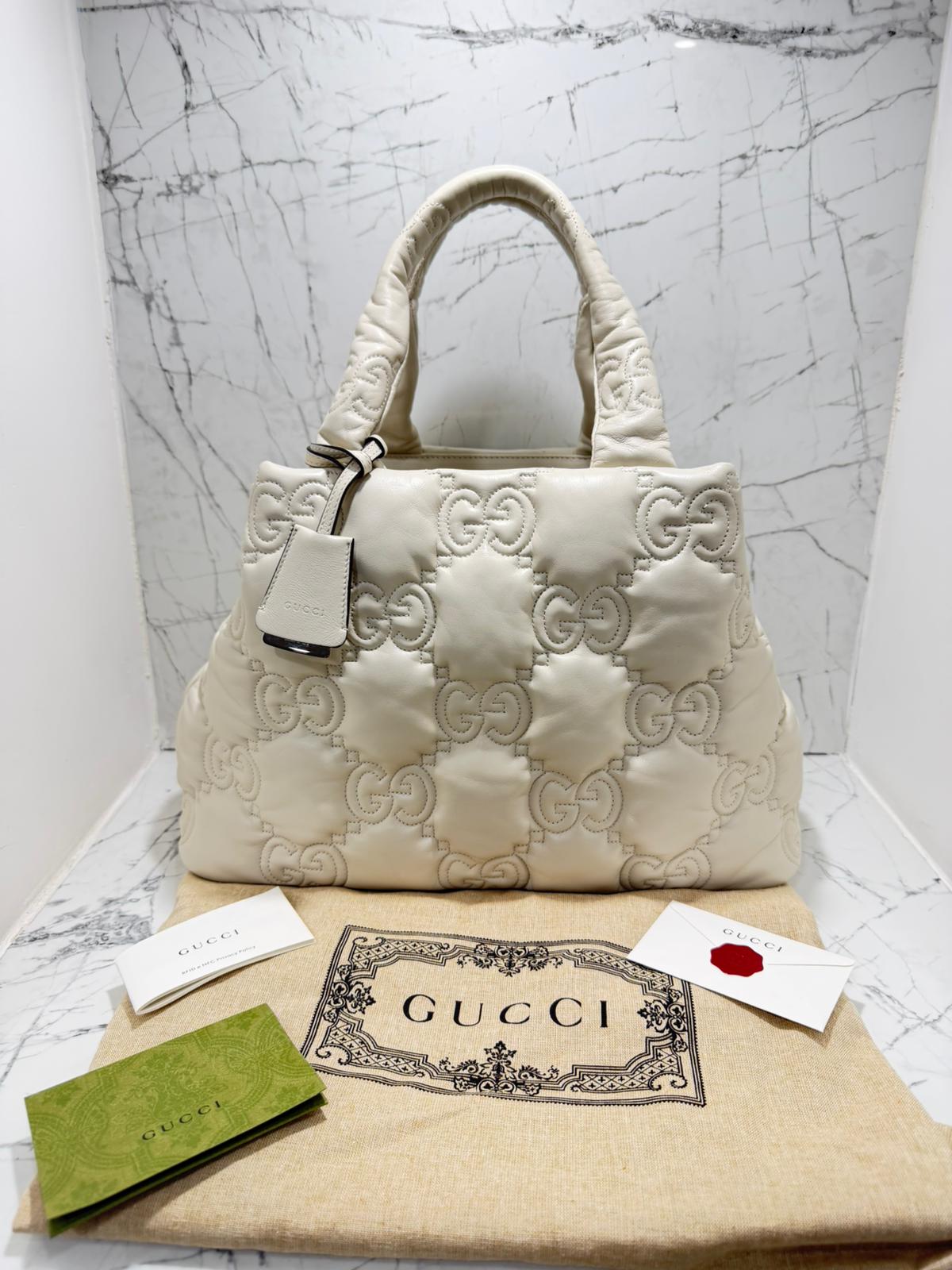 gucci Borsa Tote Grande GG Matelasse bianco