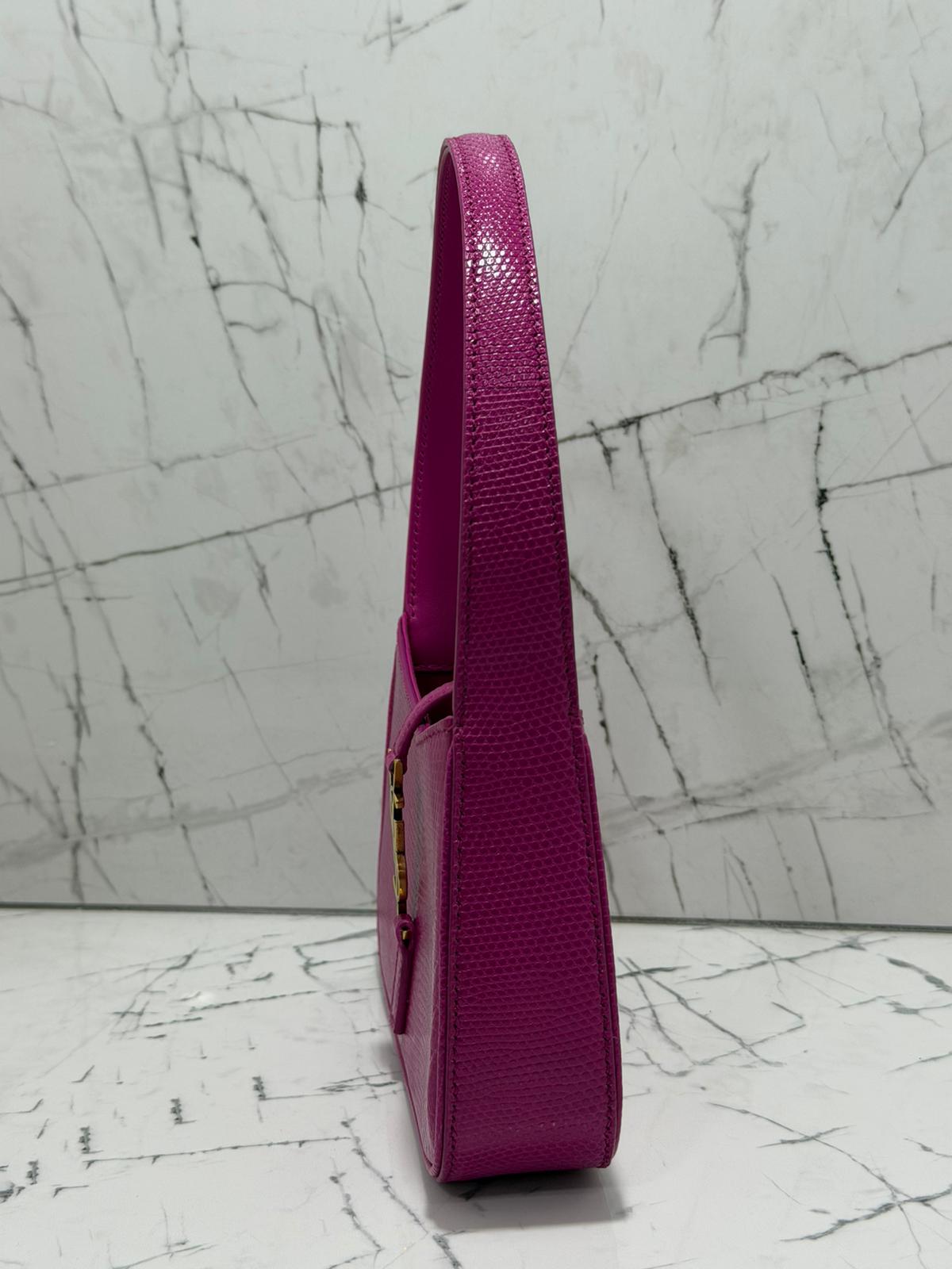 saint laurent Women's bag Le 5 À 7 Mini Hobo Bag In Lizard In Acid Pink
