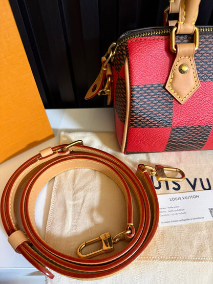 LOUIS VUITTON SPEEDY BANDOULIERE 18 DAMIER POP RED N40611