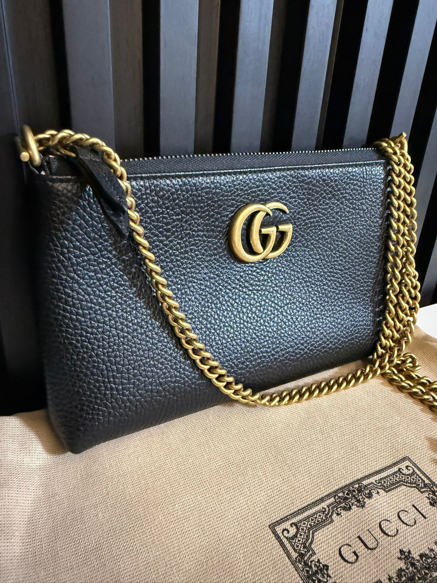 gucci marmont woc shoulder bag in pelle nero