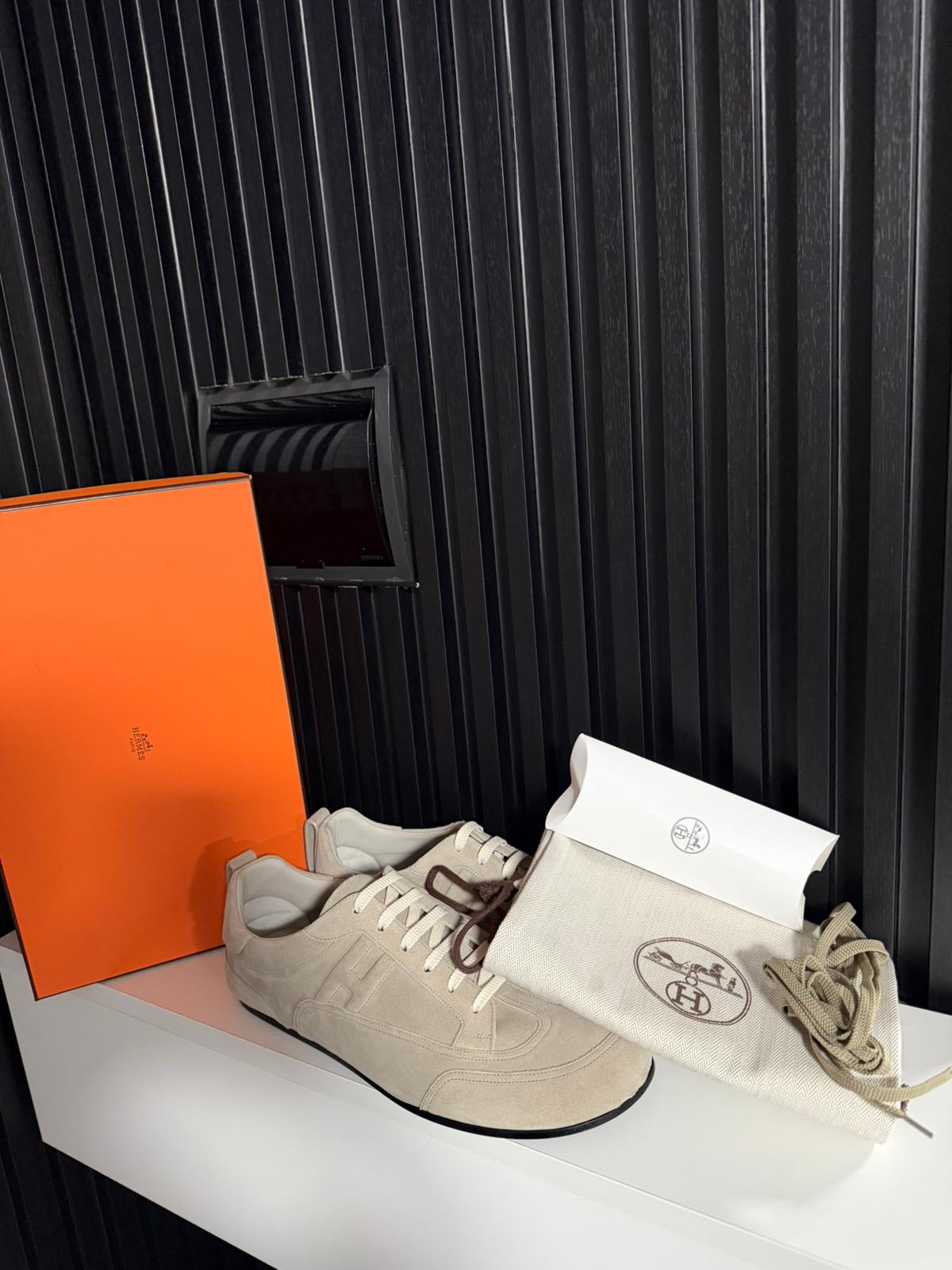 Hermes sneakers uomo in suede May derby shoes
