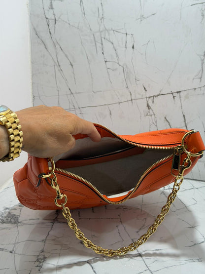 GUCCI borsa donna GG Quilted Matelassé Leather Small Shoulder Handbag In Orange