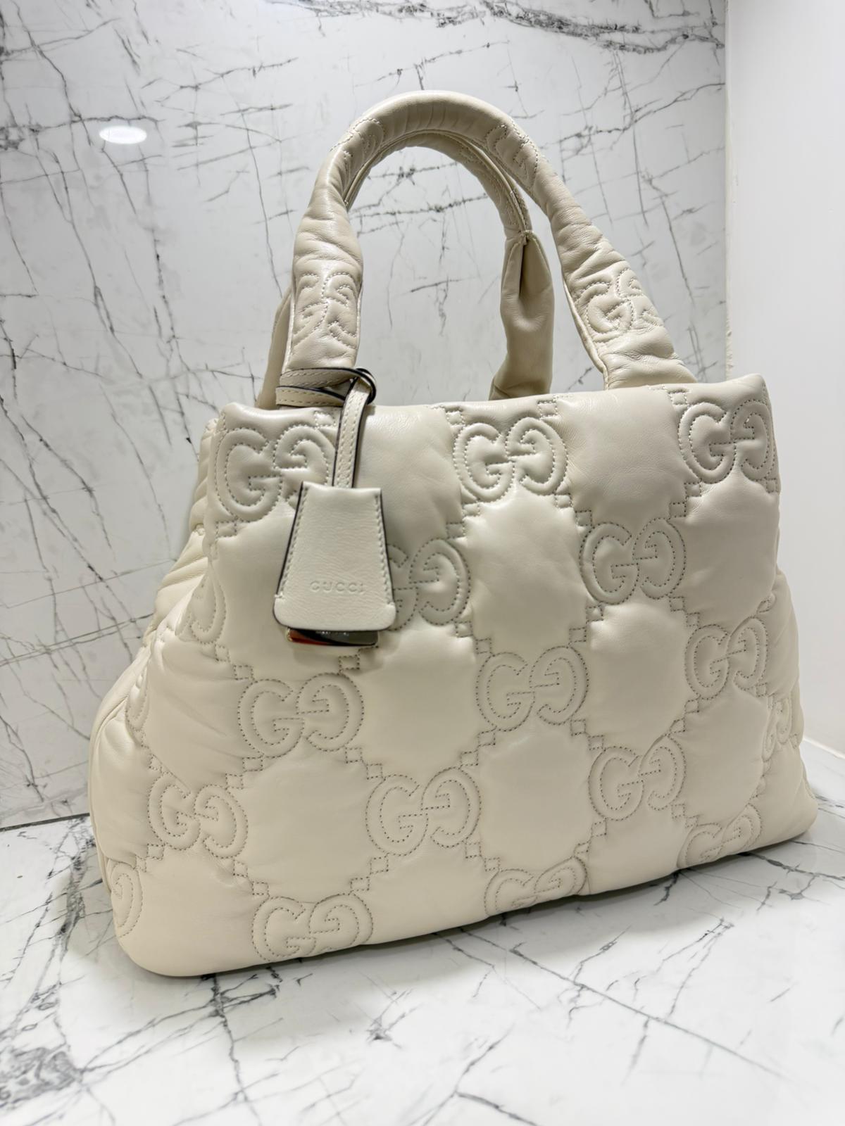 gucci Borsa Tote Grande GG Matelasse bianco