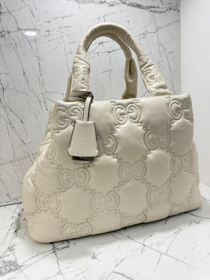 gucci Borsa Tote Grande GG Matelasse bianco