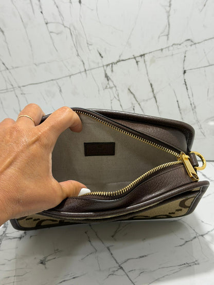gucci Borsa unisex  a spalla Jumbo GG Web Stripe Marrone Pelle