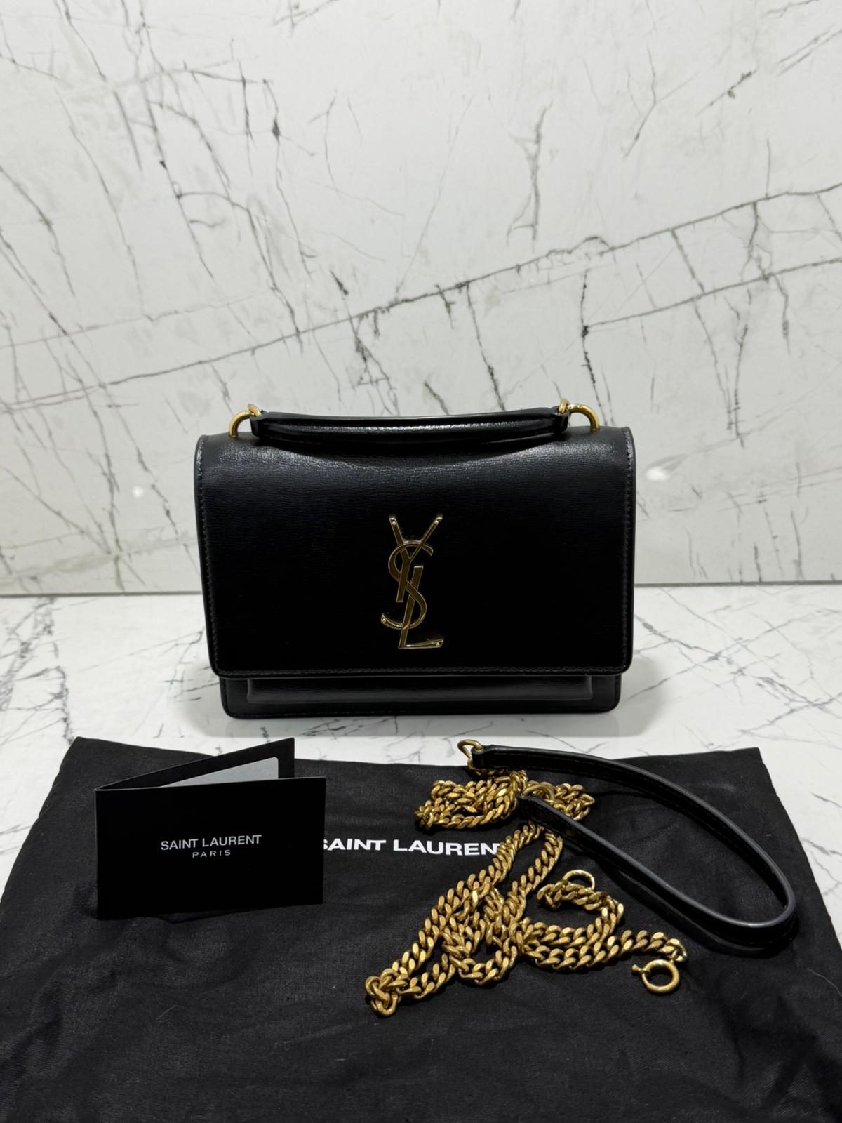 Saint Laurent Sunset borsa donna  Wallet on chain black leather