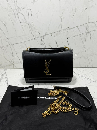 Saint Laurent Sunset borsa donna  Wallet on chain black leather