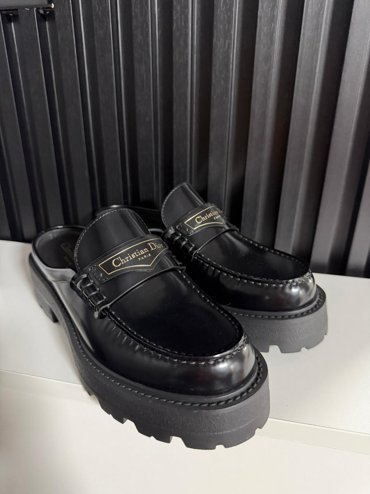 Sabot Dior Boy Pelle di vitello spazzolata nera