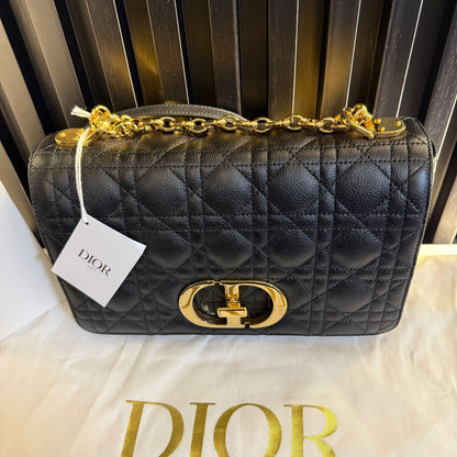 dior caro borsa media Pelle di vitello morbida Cannage nera