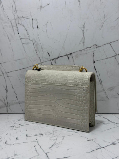 saint laurent borsa donna  Sunset Chain Wallet in crocodile-embossed shiny leather