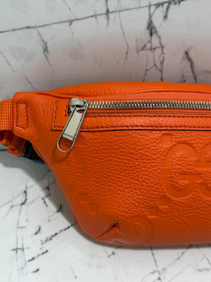 gucci marsupio unisex in pelle stampa gg jumbo colore orange