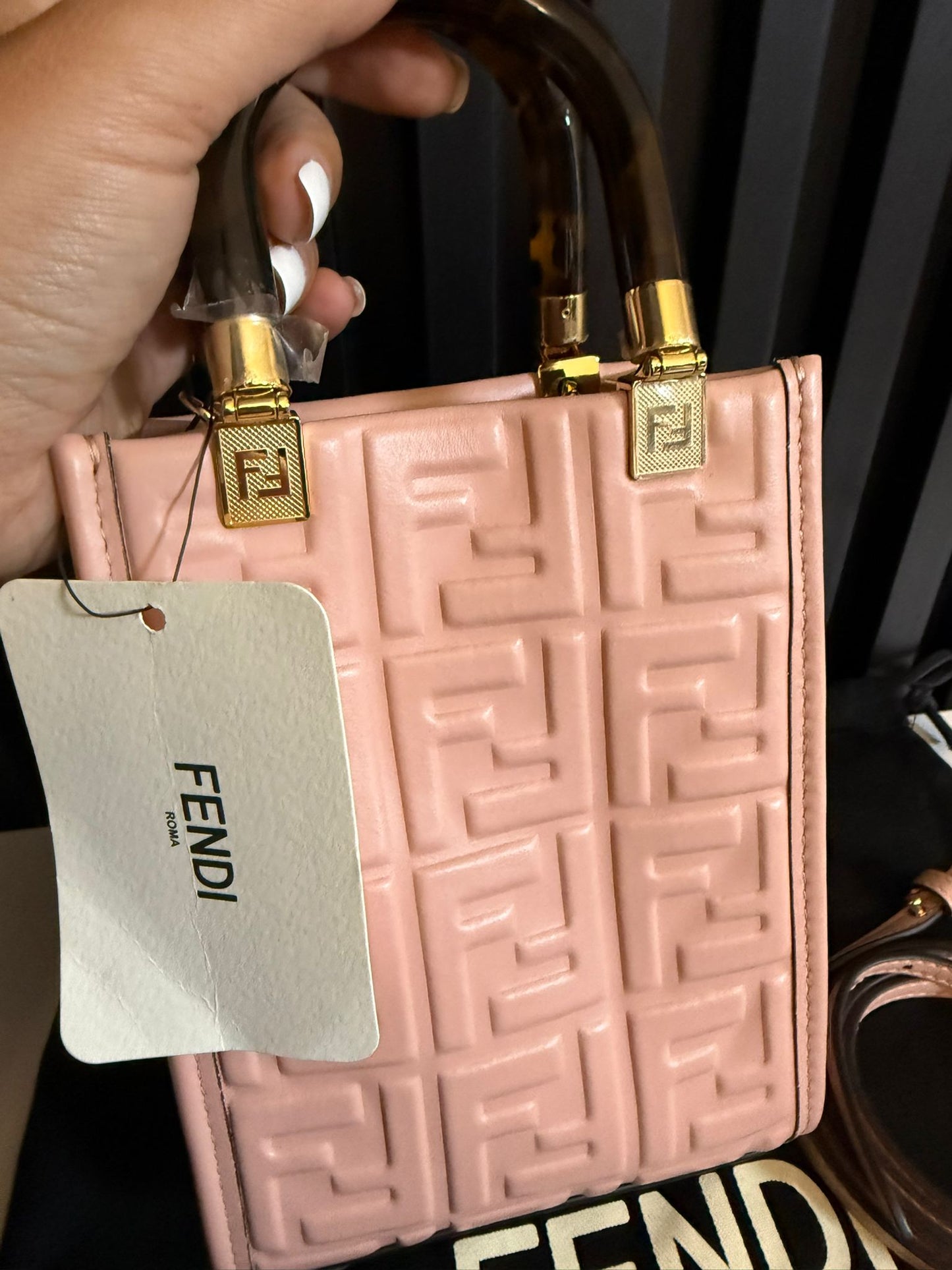 fendi tote Sunshine Shopper Mini Zucca in rilievo rosa