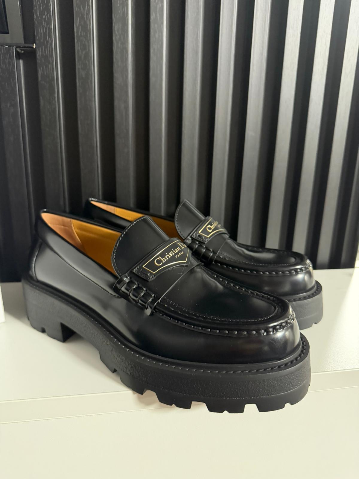 dior Mocassino con plateau Dior Boy Pelle di vitello spazzolata nera