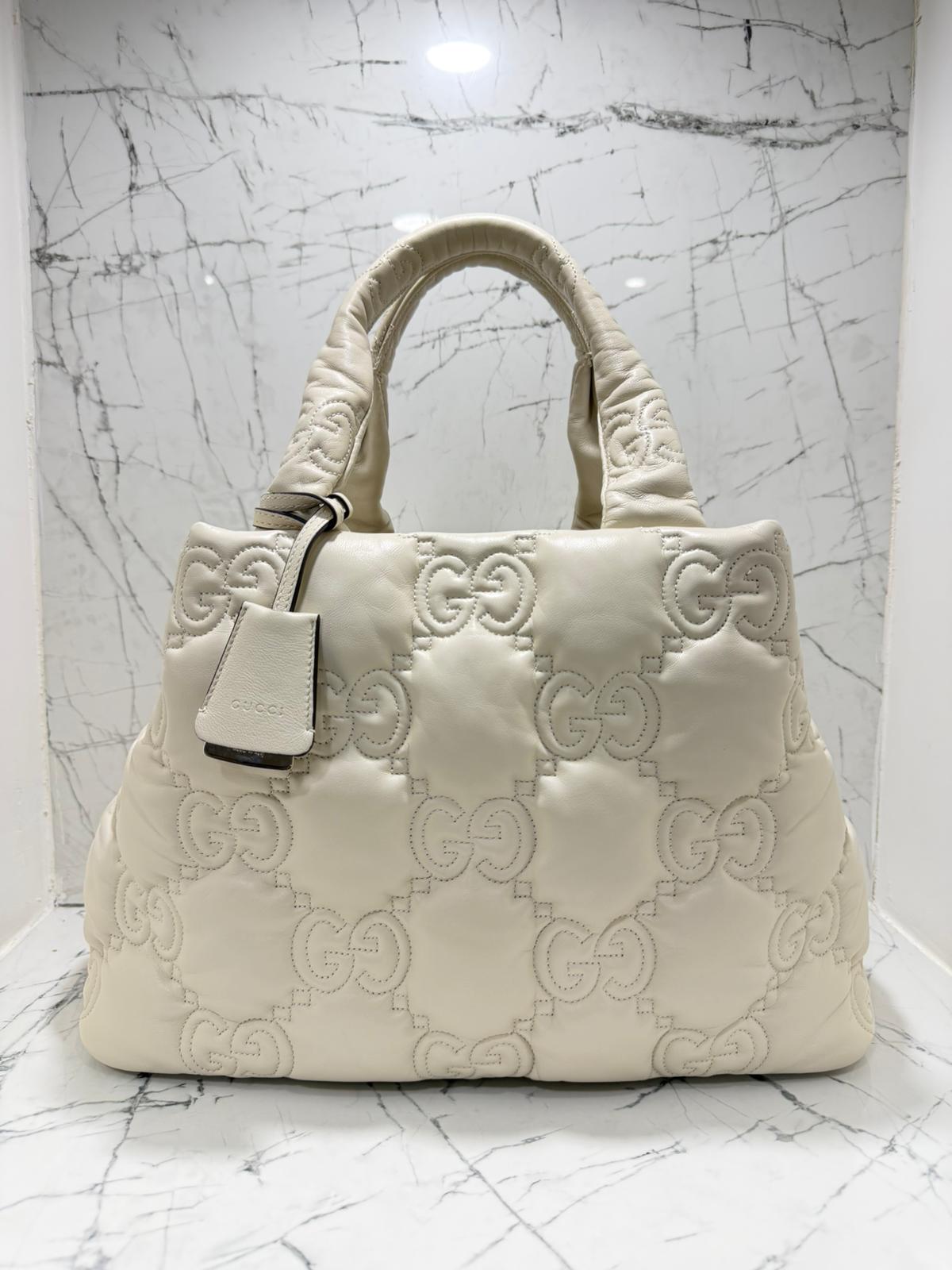 gucci Borsa Tote Grande GG Matelasse bianco