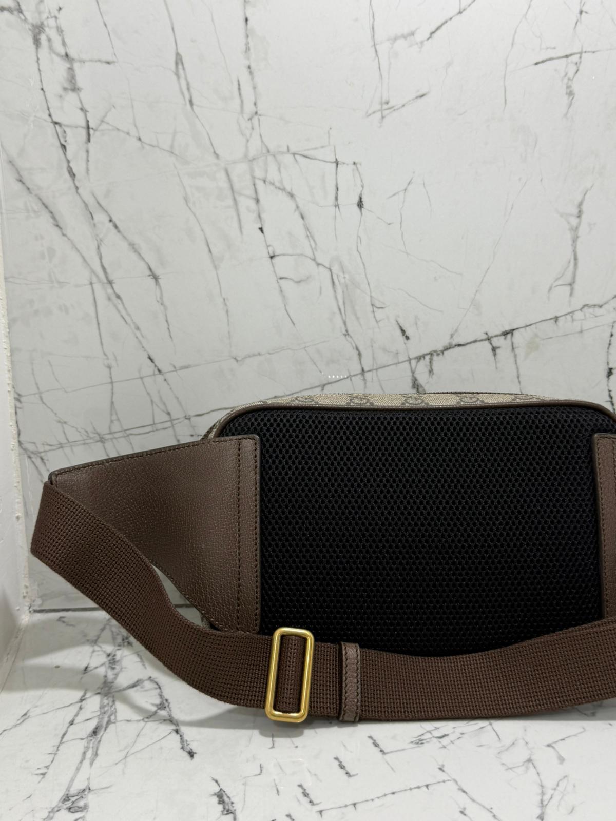 gucci Ophidia marsupio unisex in tela beige profili marroni