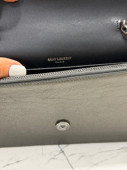 saint laurent Kate tassel chain wallet grigio