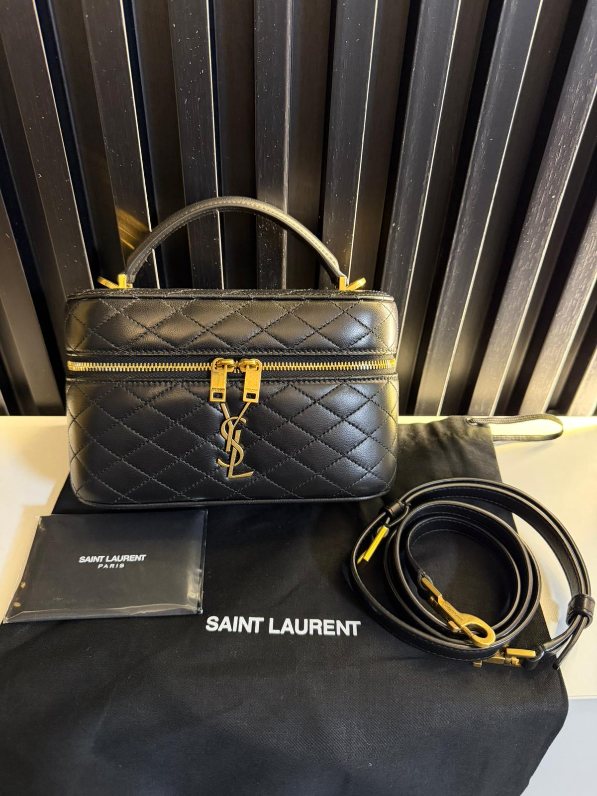saint laurent GABY Vanity grande in pelle di agnello nero