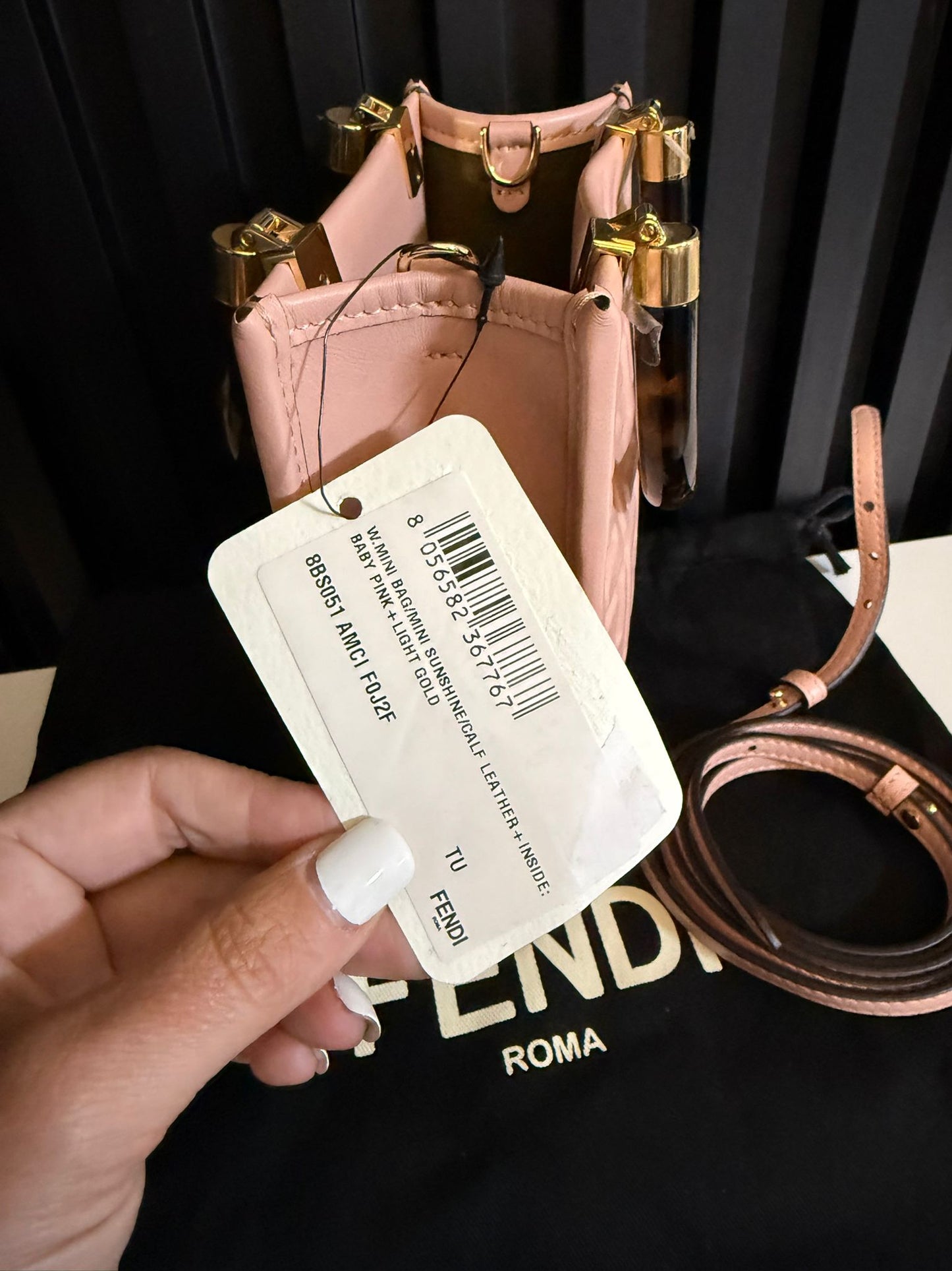 fendi tote Sunshine Shopper Mini Zucca in rilievo rosa