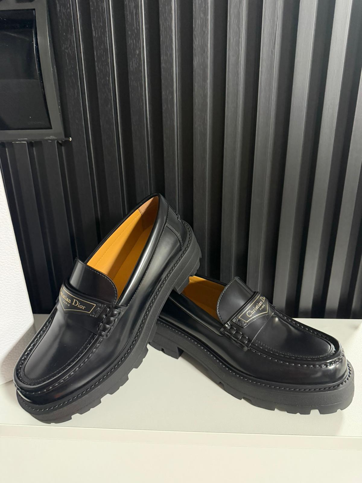 dior Mocassino con plateau Dior Boy Pelle di vitello spazzolata nera