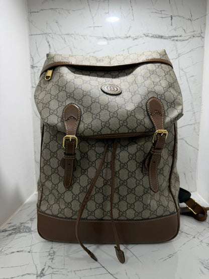Gucci Zaino Medio GG Supreme Tela Beige/Ebano