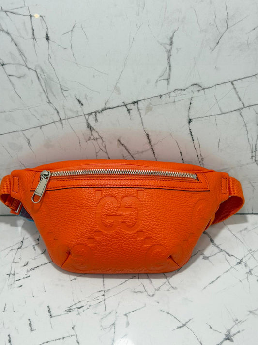 gucci marsupio unisex in pelle stampa gg jumbo colore orange
