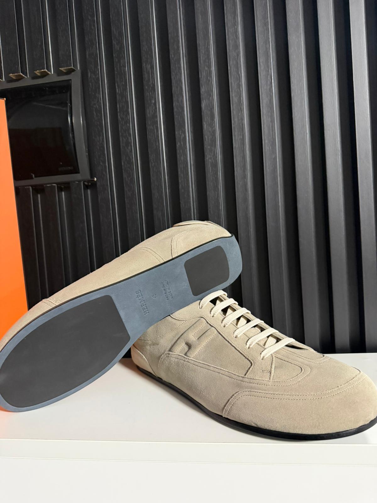Hermes sneakers uomo in suede May derby shoes