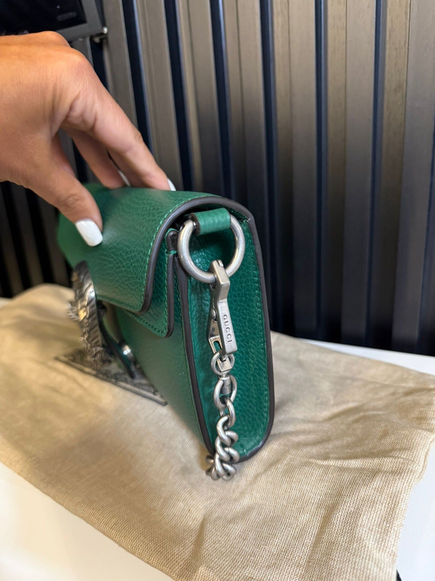 GUCCI BORSA A SPALLA DIONYSUS IN PELLE VERDE E DOPPIA TRACOLLA