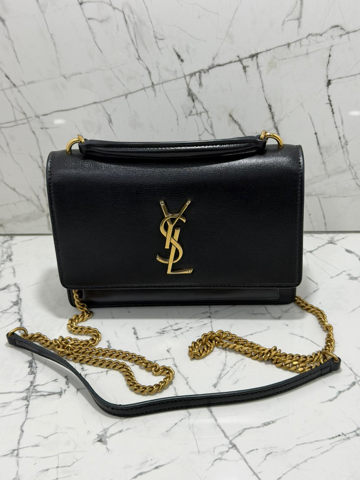 Saint Laurent Sunset borsa donna  Wallet on chain black leather