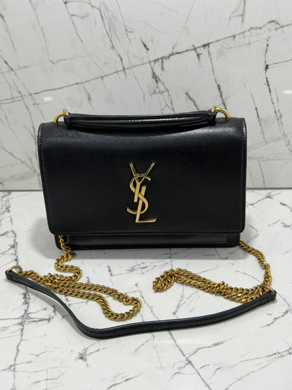 Saint Laurent Sunset borsa donna  Wallet on chain black leather