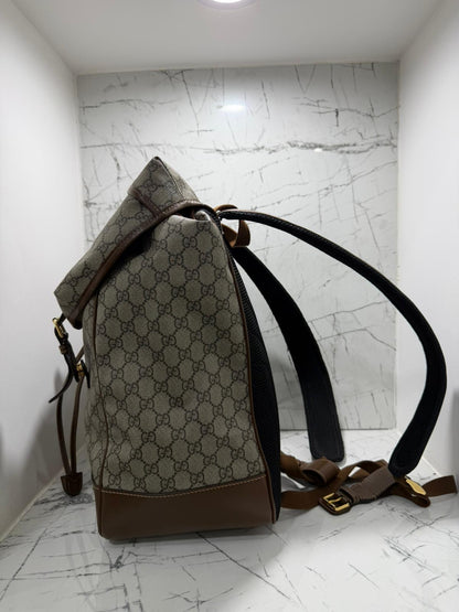Gucci Zaino Medio GG Supreme Tela Beige/Ebano