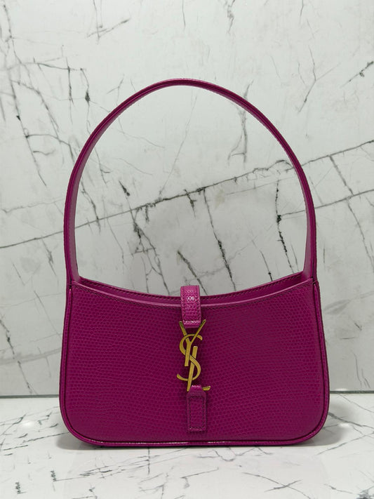 saint laurent Women's bag Le 5 À 7 Mini Hobo Bag In Lizard In Acid Pink