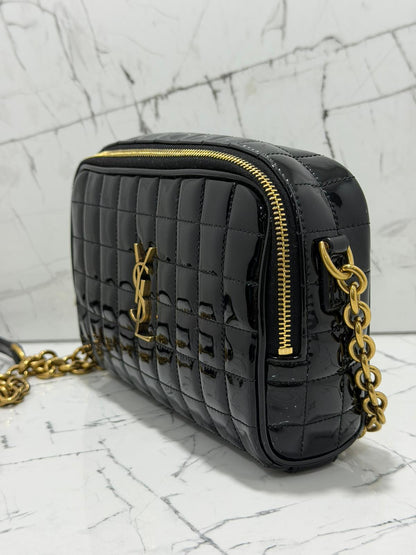 saint Laurent borsa donna Women’s Cassandre YSL Camera Bag in Quilted Patent Leather