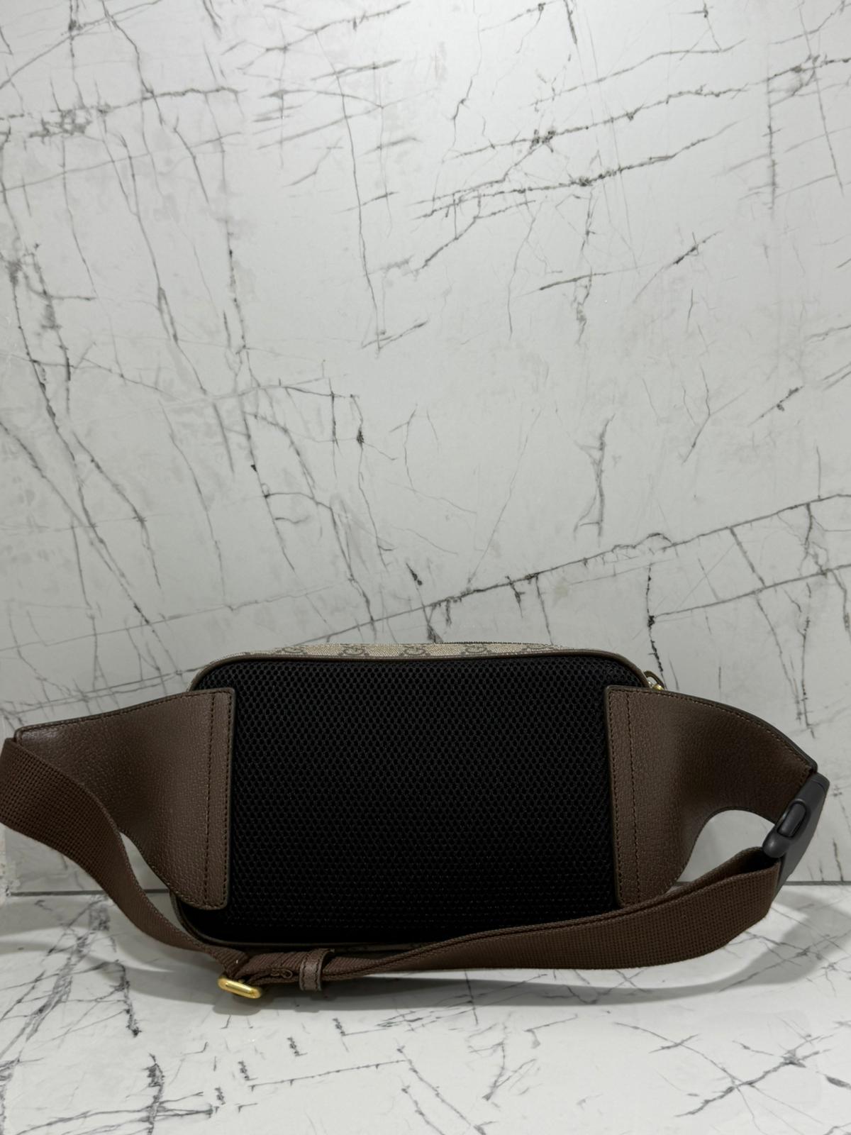 gucci Ophidia marsupio unisex in tela beige profili marroni