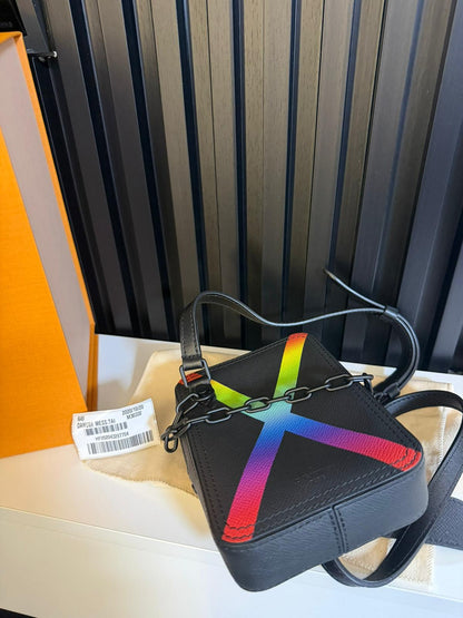 Louis Vuitton Danube Rainbow Messenger bag shoulder bag in black taiga leather M30332