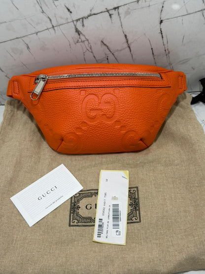 gucci marsupio unisex in pelle stampa gg jumbo colore orange