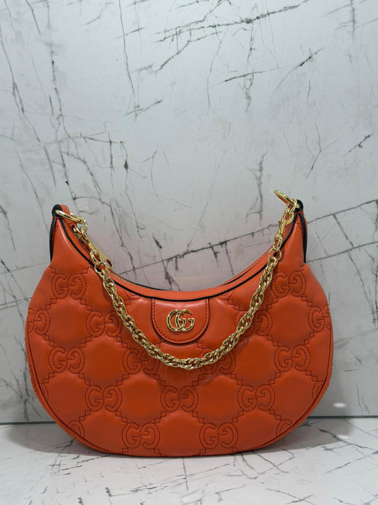 GUCCI borsa donna GG Quilted Matelassé Leather Small Shoulder Handbag In Orange