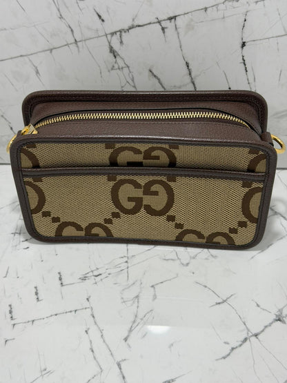 gucci Borsa unisex  a spalla Jumbo GG Web Stripe Marrone Pelle