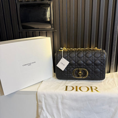 dior caro borsa media Pelle di vitello morbida Cannage nera