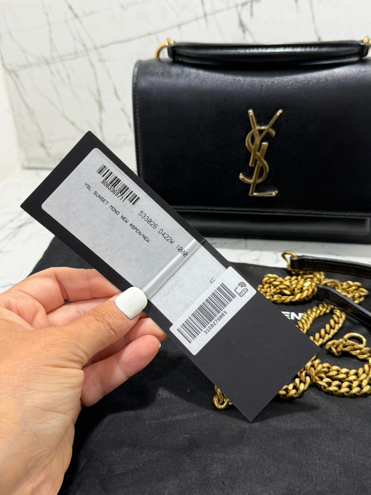 Saint Laurent Sunset borsa donna  Wallet on chain black leather