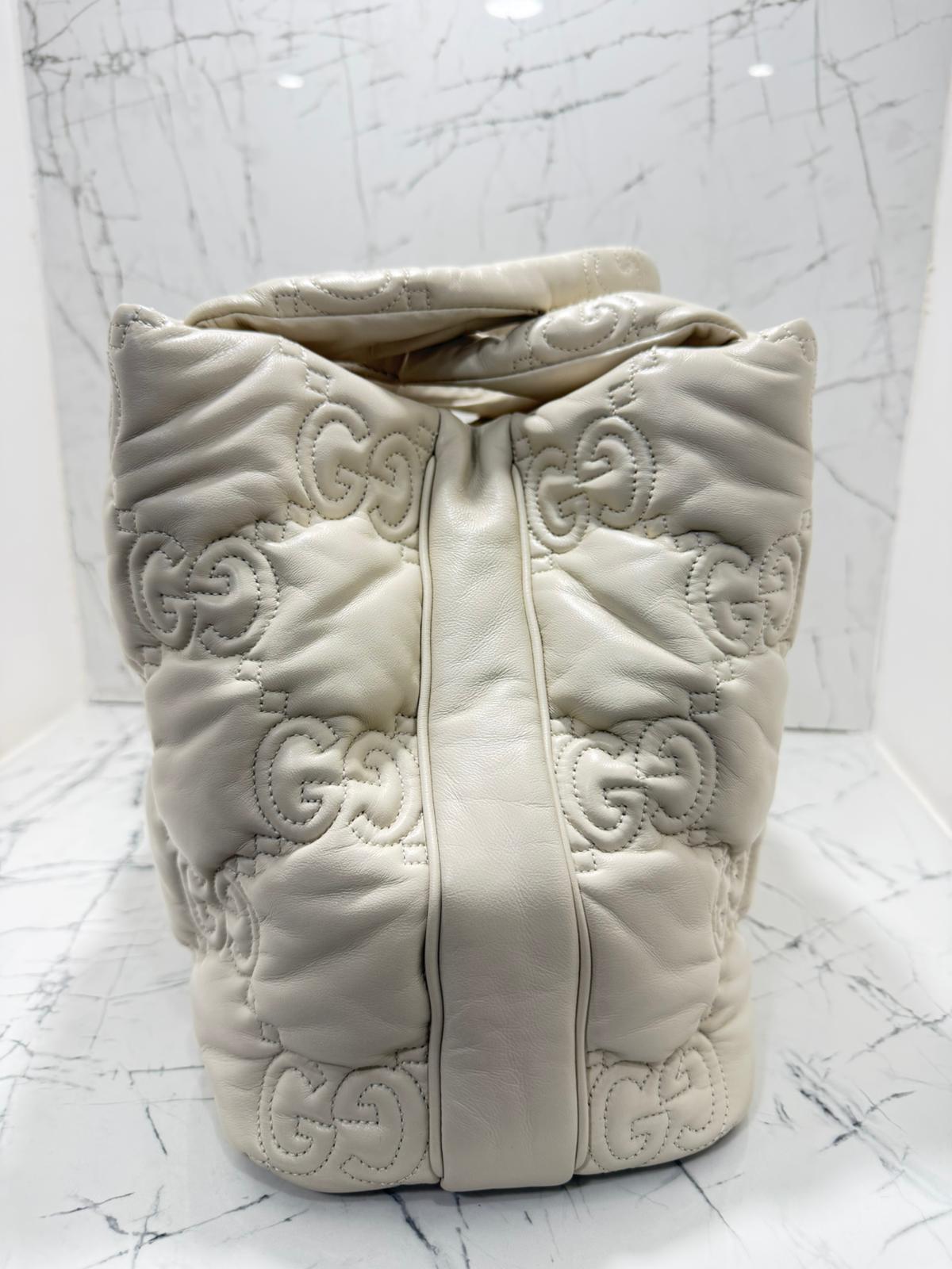 gucci Borsa Tote Grande GG Matelasse bianco