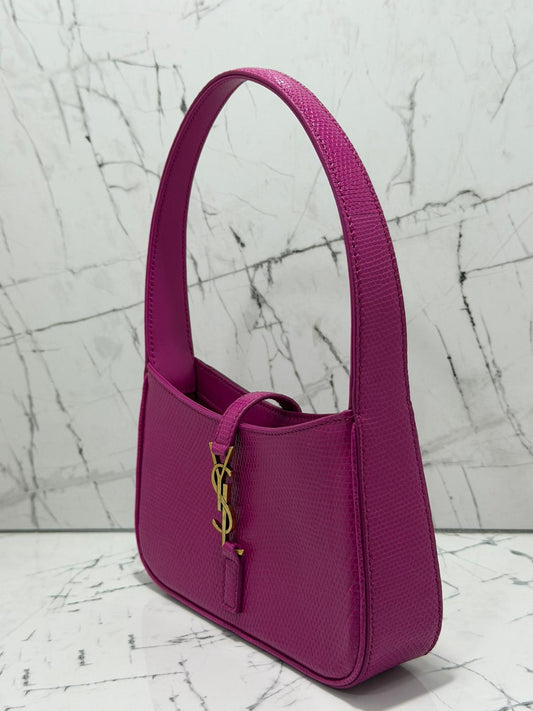 saint laurent Women's bag Le 5 À 7 Mini Hobo Bag In Lizard In Acid Pink